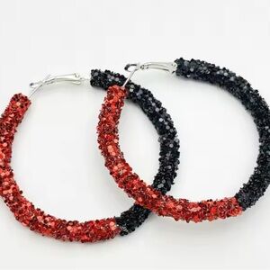 Black and Red Delta Sigma Theta Color Hoop Earrings